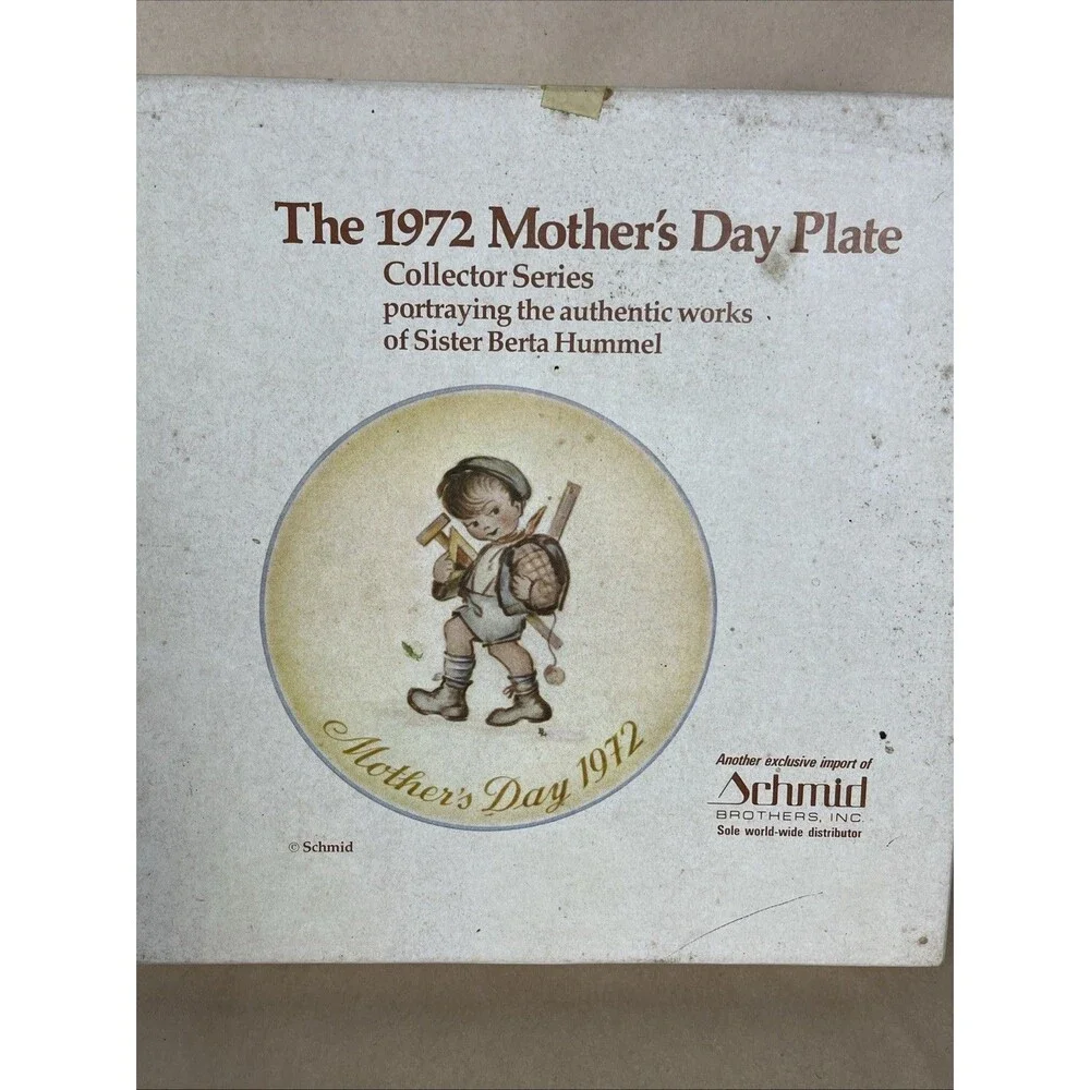Schmid 1972 Mother’s Day Plate‎ Collector Of Sister Berta Hummel In Original Box